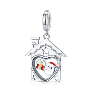 Father Christmas Santa Claus Enamel Sterling Silver Bead Charm Bracelet Necklace