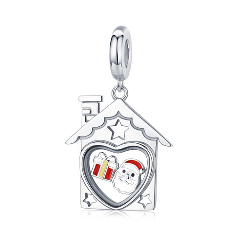 Father Christmas Santa Claus Enamel Sterling Silver Bead Charm Bracelet Necklace