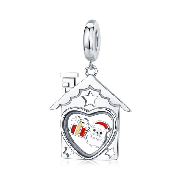 Father Christmas Santa Claus Enamel Sterling Silver Bead Charm Bracelet Necklace