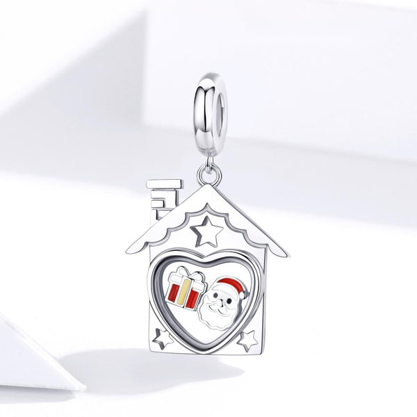 Father Christmas Santa Claus Enamel Sterling Silver Bead Charm Bracelet Necklace