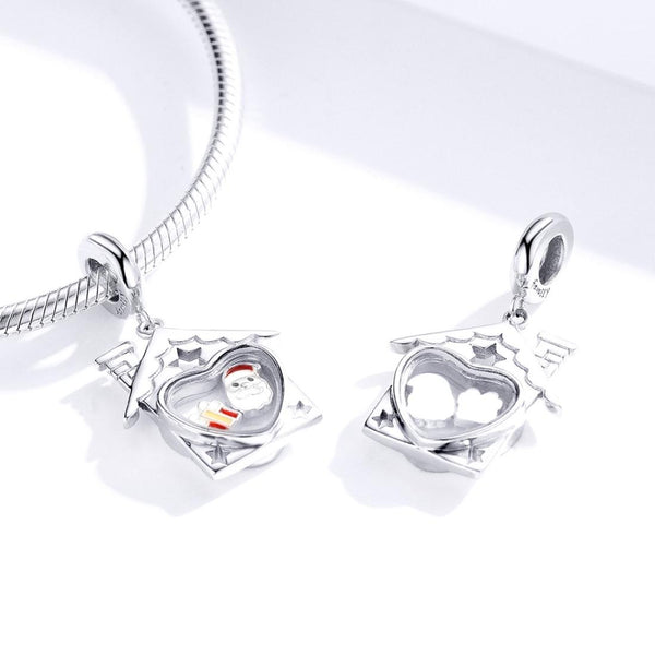 Father Christmas Santa Claus Enamel Sterling Silver Bead Charm Bracelet Necklace
