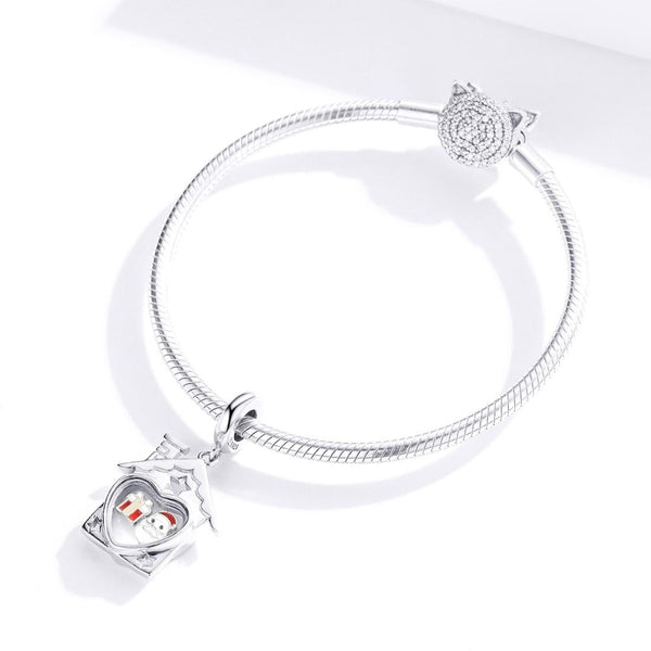 Father Christmas Santa Claus Enamel Sterling Silver Bead Charm Bracelet Necklace