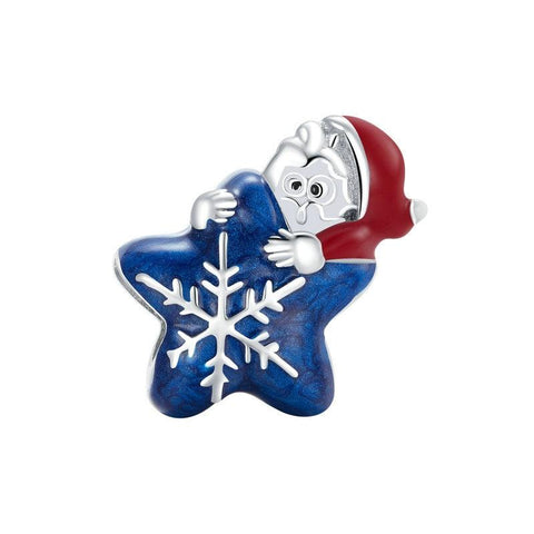 Christmas Snowflake Enamel Sterling Silver Bead Charm Bracelet Necklace