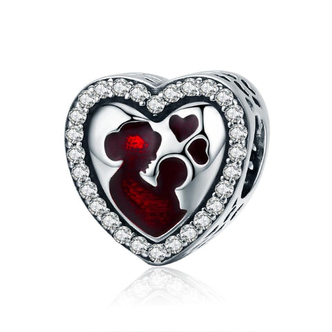 Mother's Love Enamel Sterling Silver Bead Charm Pendant Bracelet Necklace