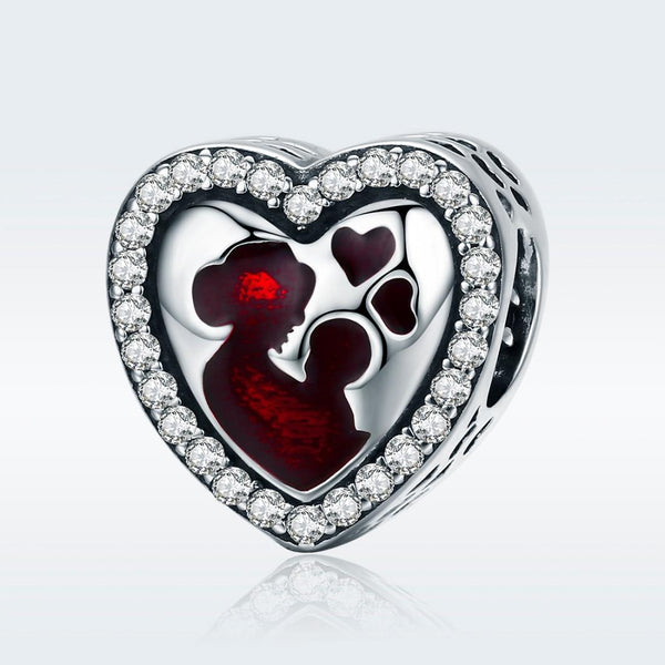 Mother's Love Enamel Sterling Silver Bead Charm Pendant Bracelet Necklace