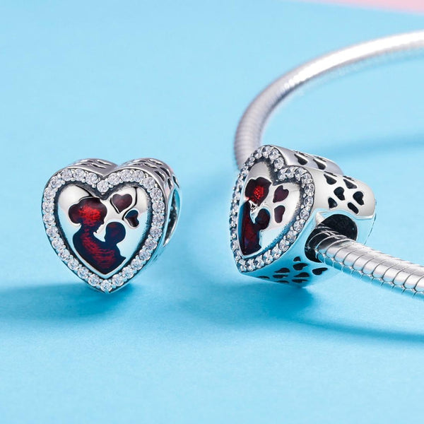 Mother's Love Enamel Sterling Silver Bead Charm Pendant Bracelet Necklace