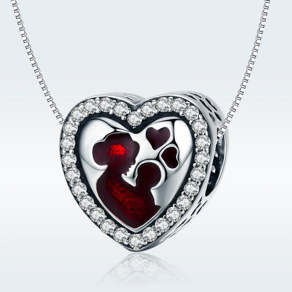 Mother's Love Enamel Sterling Silver Bead Charm Pendant Bracelet Necklace