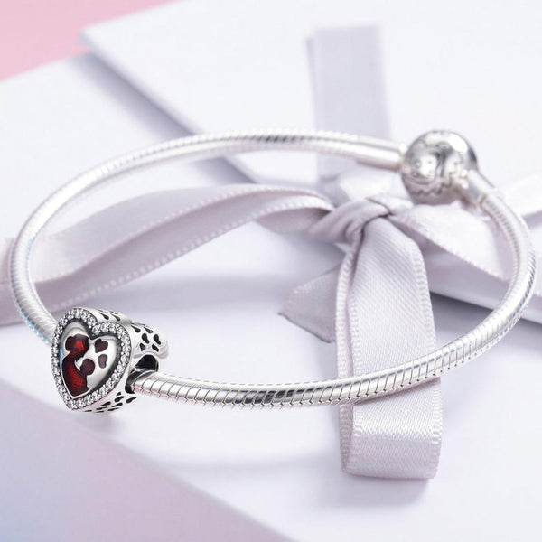 Mother's Love Enamel Sterling Silver Bead Charm Pendant Bracelet Necklace