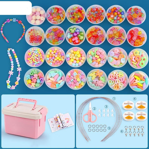 DIY Bracelet Necklace Jewellery Making Kit Kids Children 24 Designs Crystal