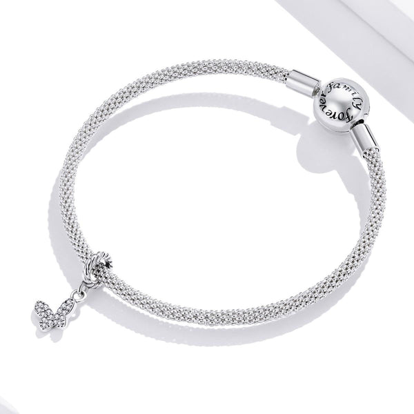 BUtterfly Sterling Silver Zircon CZ Bead Charm Bracelet Necklace Pendant