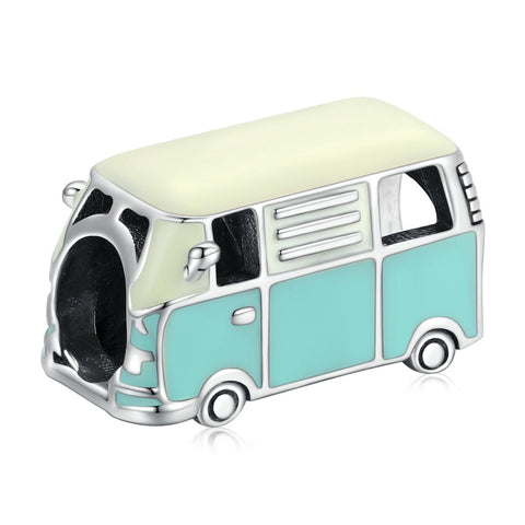 Van Life Minibus Enamel Sterling Silver Bead Charm Bracelet Necklace