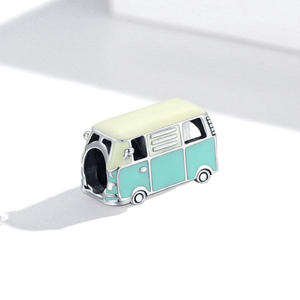 Van Life Minibus Enamel Sterling Silver Bead Charm Bracelet Necklace
