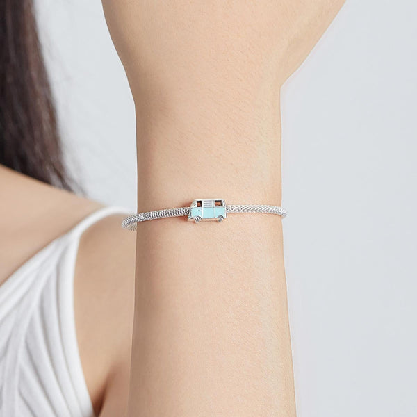 Van Life Minibus Enamel Sterling Silver Bead Charm Bracelet Necklace