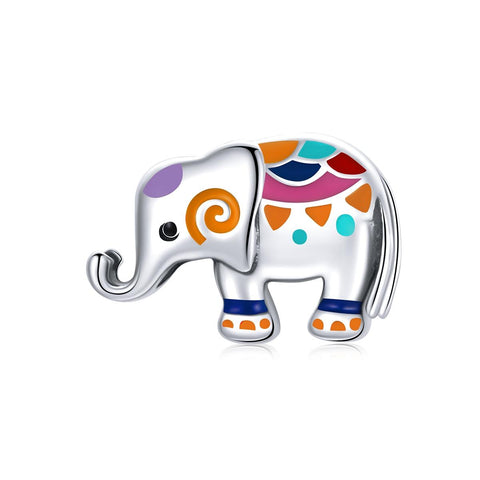 Colourful Elephant Enamel Sterling Silver Bead Charm Bracelet Necklace