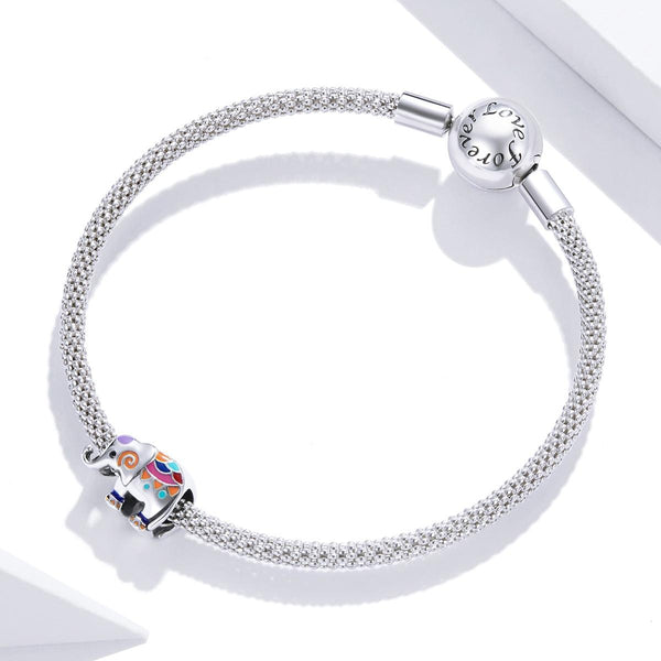 Colourful Elephant Enamel Sterling Silver Bead Charm Bracelet Necklace