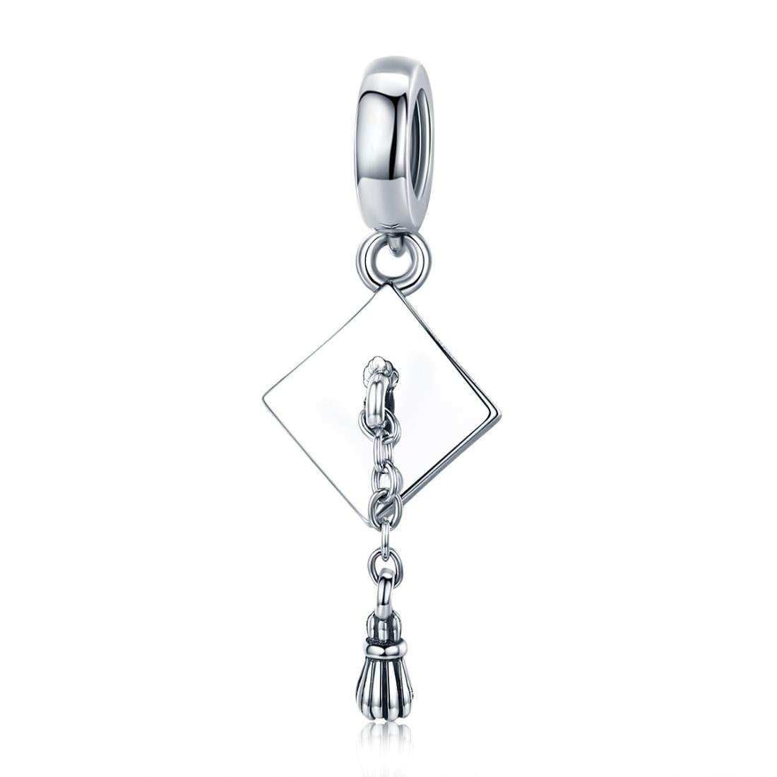 Graduation Mortar Board  Sterling Silver Bead Charm Pendant Bracelet Necklace