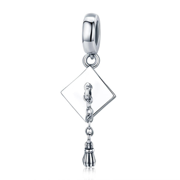 Graduation Mortar Board  Sterling Silver Bead Charm Pendant Bracelet Necklace