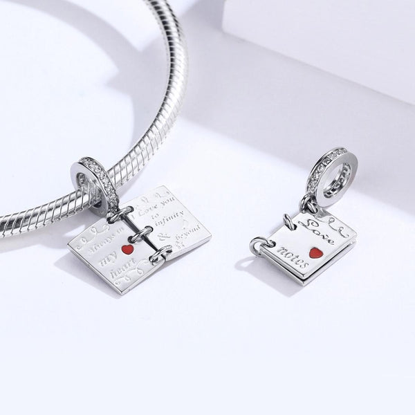 Always In My Heart Love Letter Sterling Silver CZ Bead Charm Bracelet Necklace