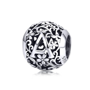 A Initial Letter Sterling Silver Spacer Bead Charm Bracelet Necklace Pendant