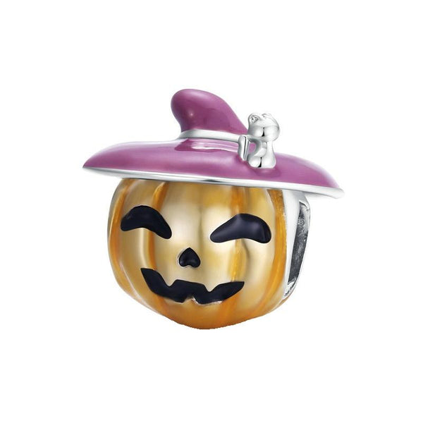 Halloween Pumpkin Enamel Sterling Silver Bead Charm Pendant Bracelet Necklace