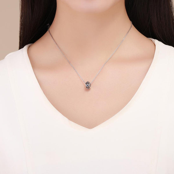 Blue Daisy Silver Zircon CZ Spacer Bead Charm Bracelet Necklace