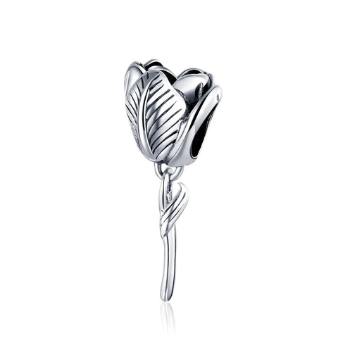 Tulip Sterling Silver Bead Charm Pendant Bracelet Necklace