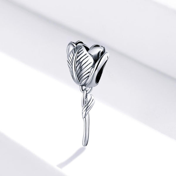 Tulip Sterling Silver Bead Charm Pendant Bracelet Necklace