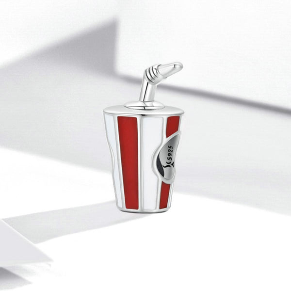 Milkshake Enamel Sterling Silver Bead Charm Bracelet Necklace Pendant