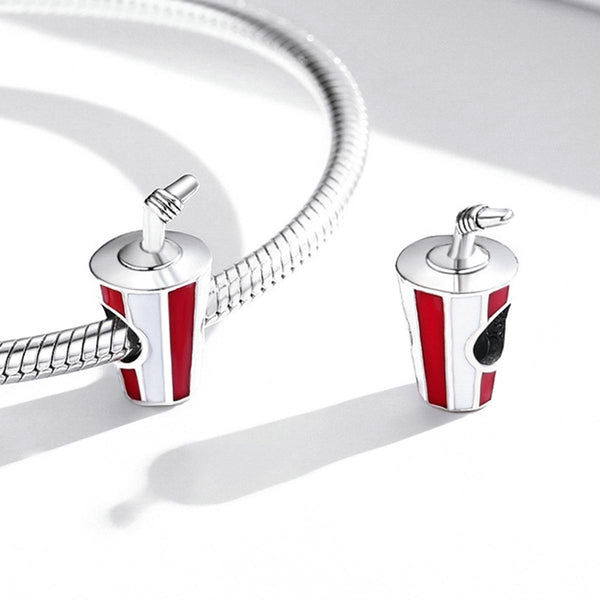 Milkshake Enamel Sterling Silver Bead Charm Bracelet Necklace Pendant