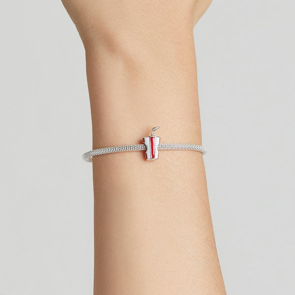Milkshake Enamel Sterling Silver Bead Charm Bracelet Necklace Pendant