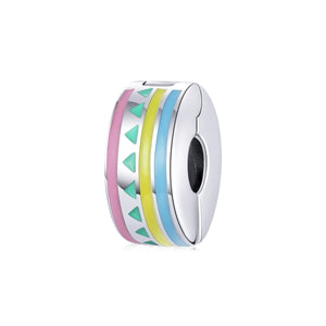 Colourful Pastel Enamel Sterling Silver Spacer Bead Charm Bracelet Necklace