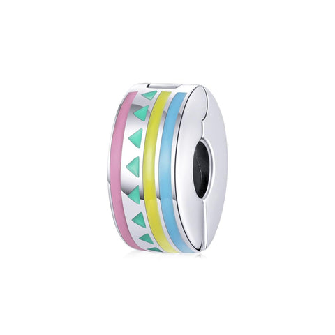 Colourful Pastel Enamel Sterling Silver Spacer Bead Charm Bracelet Necklace