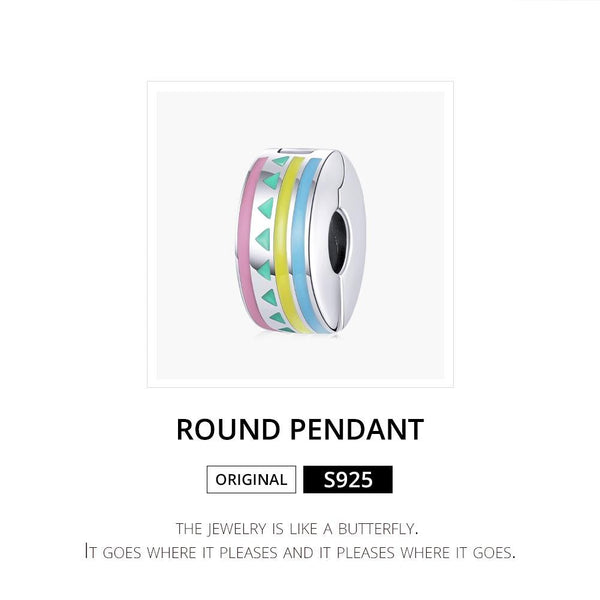 Colourful Pastel Enamel Sterling Silver Spacer Bead Charm Bracelet Necklace