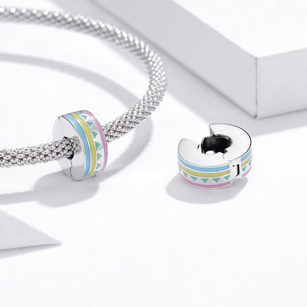 Colourful Pastel Enamel Sterling Silver Spacer Bead Charm Bracelet Necklace