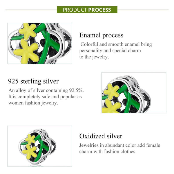 Daffodil Enamel Sterling Silver Bead Charm Bracelet Necklace