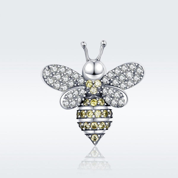 Pave Crystal Bee Sterling Silver Zircon CZ Bead Charm Bracelet Necklace