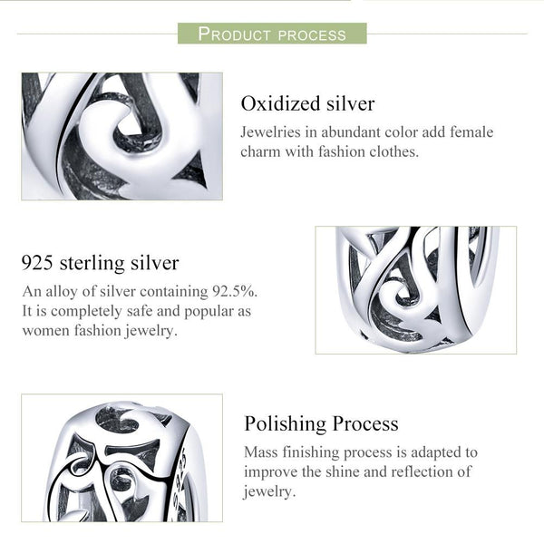 Floral Flower Sterling Silver Spacer Bead Charm Bracelet Necklace