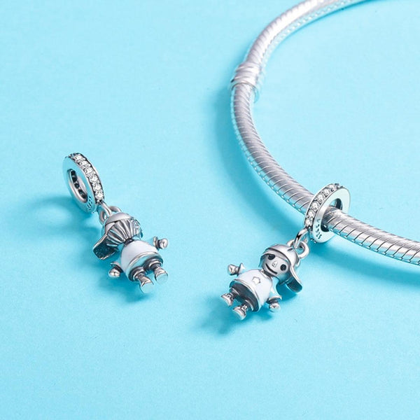 Little Boy Enamel Sterling Silver Bead Charm Pendant Bracelet Necklace