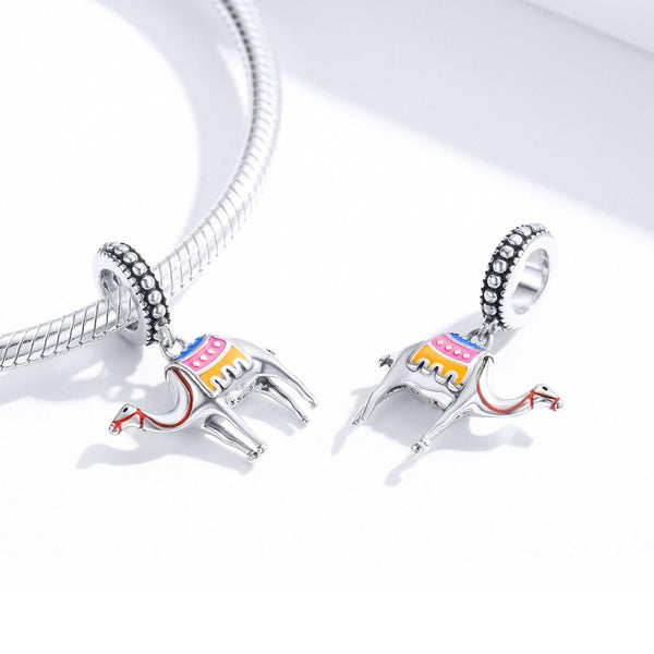 Colourful Camel Enamel Sterling Silver Bead Charm Bracelet Necklace