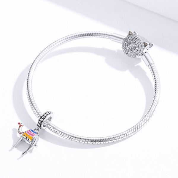 Colourful Camel Enamel Sterling Silver Bead Charm Bracelet Necklace