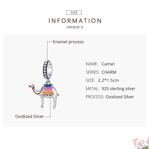 Colourful Camel Enamel Sterling Silver Bead Charm Bracelet Necklace