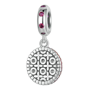 Cookie Biscuit Enamel Sterling Silver CZ Bead Charm Pendant Bracelet Necklace