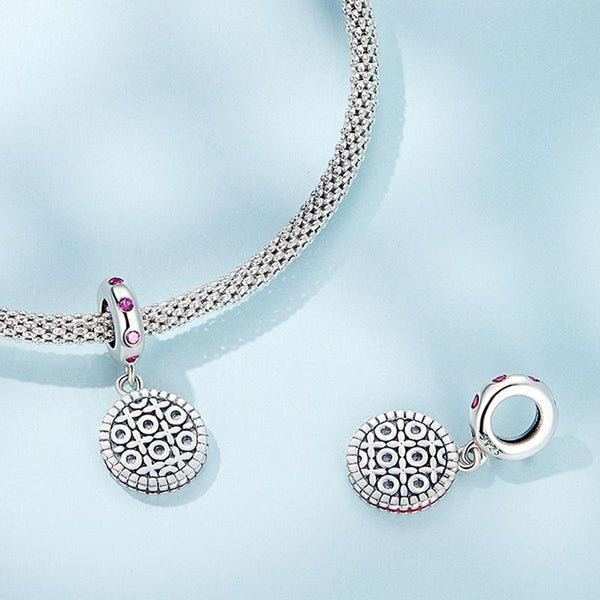 Cookie Biscuit Enamel Sterling Silver CZ Bead Charm Pendant Bracelet Necklace