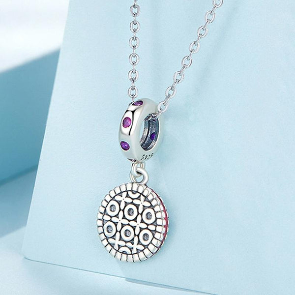 Cookie Biscuit Enamel Sterling Silver CZ Bead Charm Pendant Bracelet Necklace