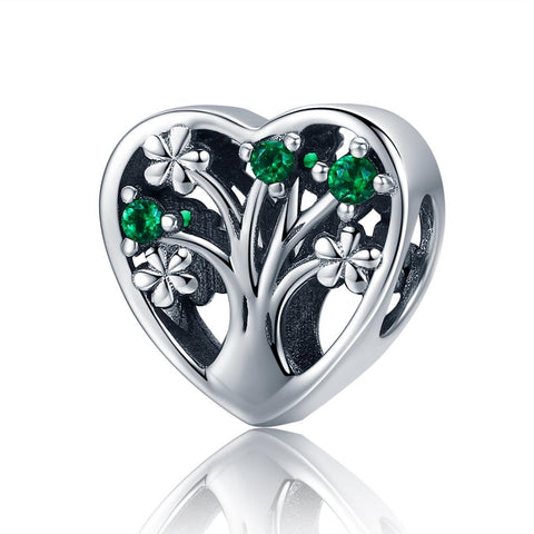Tree Of Life Sterling Silver Zircon CZ Hollow Bead Charm Bracelet Necklace