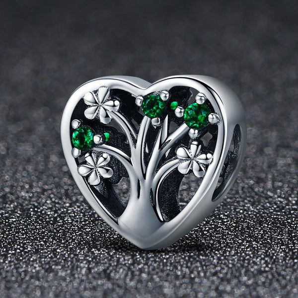 Tree Of Life Sterling Silver Zircon CZ Hollow Bead Charm Bracelet Necklace