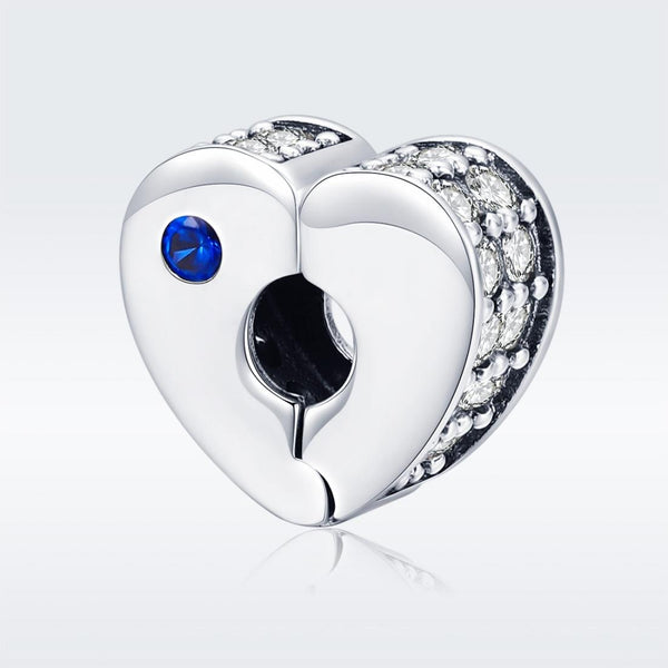 Heart Sterling Silver Zircon CZ Buckle Clip Bead Charm Bracelet Necklace