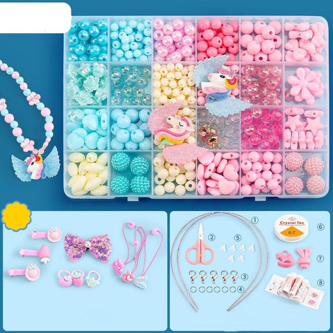 DIY Bracelet Necklace Jewellery Making Kit Kids Children 24 Designs Unicorn