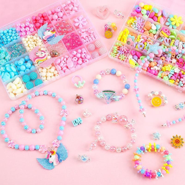 DIY Bracelet Necklace Jewellery Making Kit Kids Children 24 Designs Unicorn