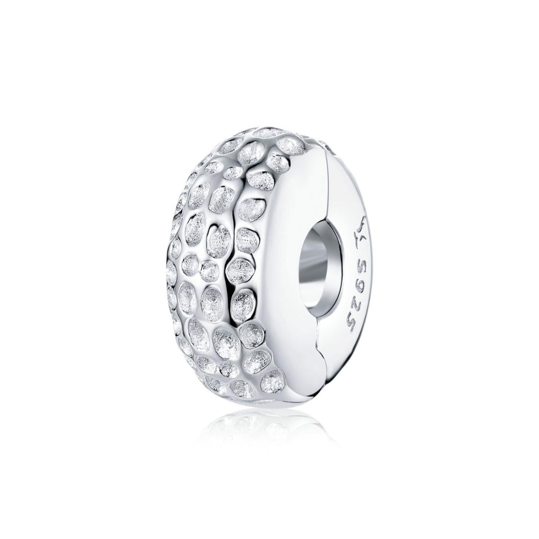 Pave Sterling Silver Zircon CZ Buckle Spacer Bead Charm Bracelet Necklace